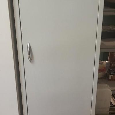 2 White Metal Cabinets