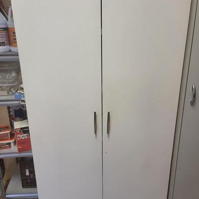 2 White Metal Cabinets