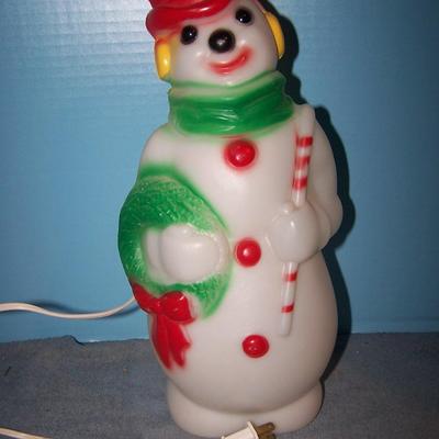 LOT 99 ADORABLE VINTAGE CHRISTMAS BLOW MOLD LIGHTED SNOWMAN