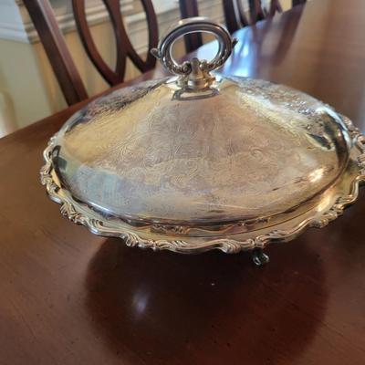 Silverplate Lot with Wood Fruit Bowl