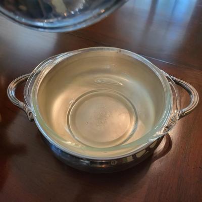 Silverplate Lot with Wood Fruit Bowl