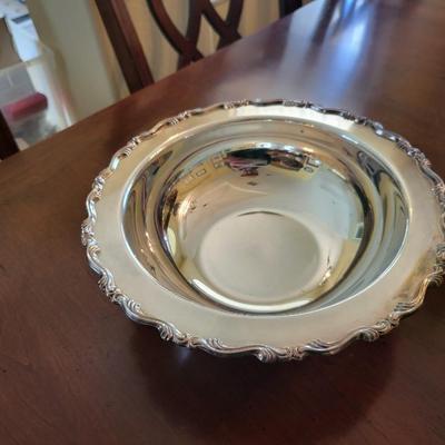 Silverplate Lot with Wood Fruit Bowl