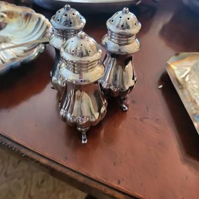 Silverplate Lot with Wood Fruit Bowl