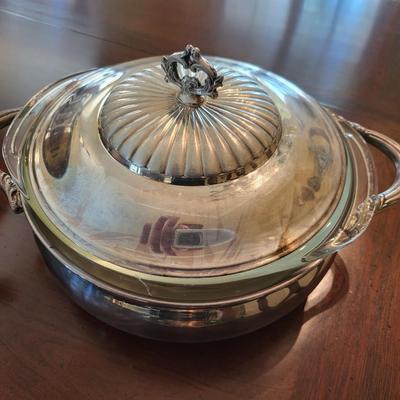 Silverplate Lot with Wood Fruit Bowl