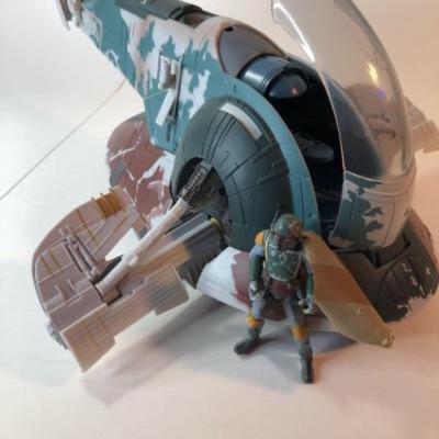 Lot 29 - Star Wars slave one with Boba Fett action figures 3.75