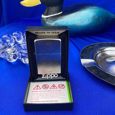NEW AND OLD ASHTRAYS A HANDSOME MALARD DUCK & A ZIPPO