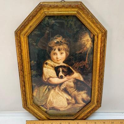 Vintage Joshua Reynolds Classic Art Print Reproduction Love Me Love My Dog Little Girl with Puppy