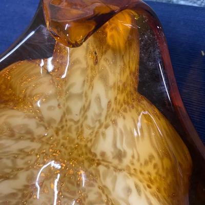 Retro Murano Art Glass 1960s Amber Bowl
