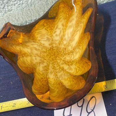 Retro Murano Art Glass 1960s Amber Bowl