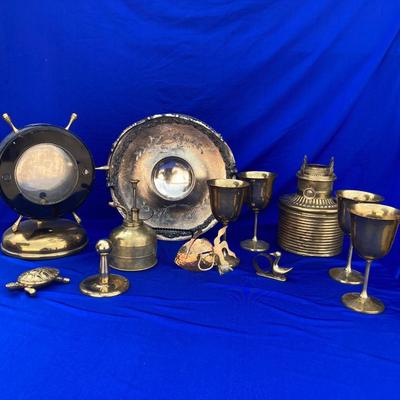 A Bunch of Shiny Golden Brass and Quadruple Silver Plated Basketey Plate Thing