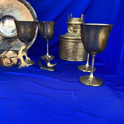 A Bunch of Shiny Golden Brass and Quadruple Silver Plated Basketey Plate Thing