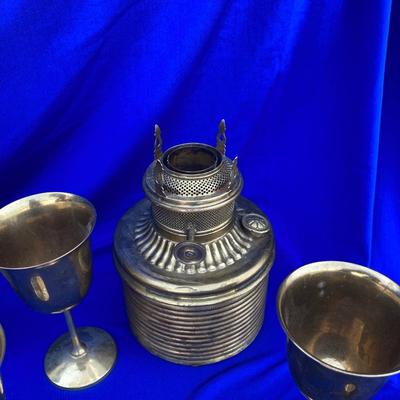 A Bunch of Shiny Golden Brass and Quadruple Silver Plated Basketey Plate Thing
