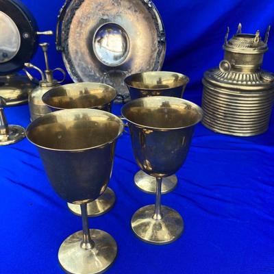 A Bunch of Shiny Golden Brass and Quadruple Silver Plated Basketey Plate Thing