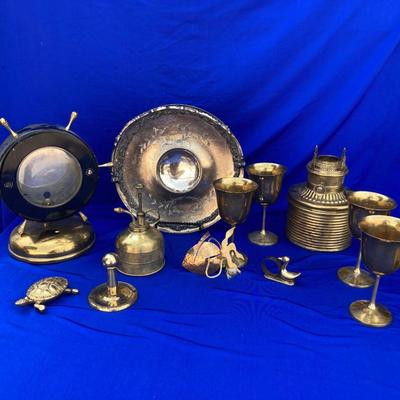 A Bunch of Shiny Golden Brass and Quadruple Silver Plated Basketey Plate Thing