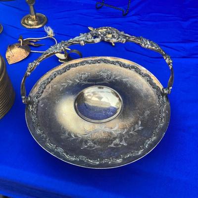 A Bunch of Shiny Golden Brass and Quadruple Silver Plated Basketey Plate Thing