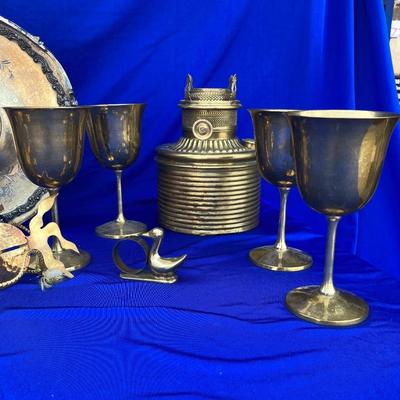 A Bunch of Shiny Golden Brass and Quadruple Silver Plated Basketey Plate Thing