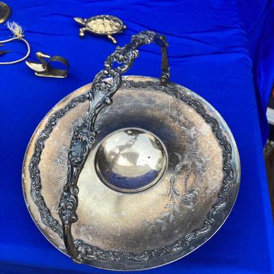 A Bunch of Shiny Golden Brass and Quadruple Silver Plated Basketey Plate Thing