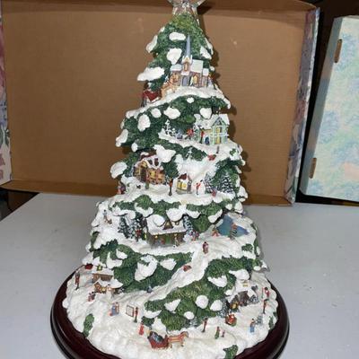 Thomas Kinkade Village Christmas Lighted Tree