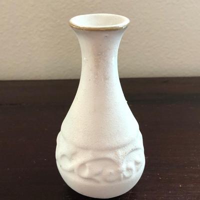 (3) small white bud vases
