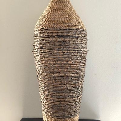 (2 baskets) blanket/ pillow holder and tall vase.