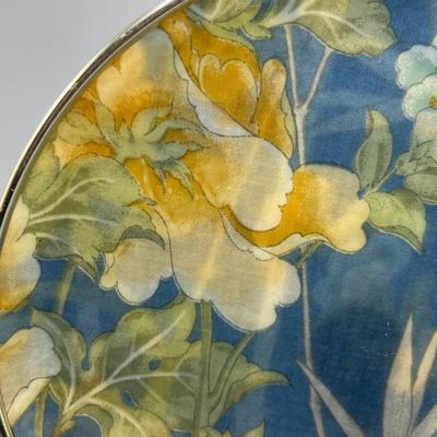Vintage Soft Printed Graphic Oriental Floral Metal Serving Display Dish