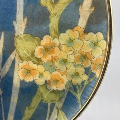 Vintage Soft Printed Graphic Oriental Floral Metal Serving Display Dish