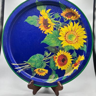 Retro Potpourri Designs Metal Tin Sunflower Art Print Decorative Serving Display Tray