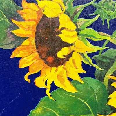Retro Potpourri Designs Metal Tin Sunflower Art Print Decorative Serving Display Tray
