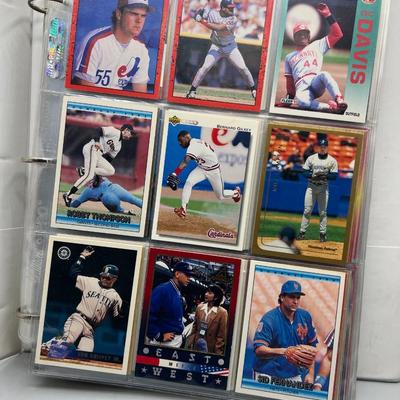Three Ring Binder Filled with Baseball Trading Cards from 1980s and 1990s