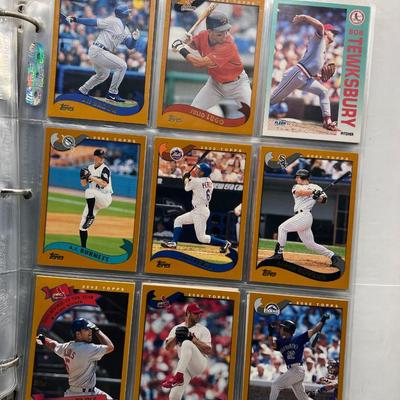 Three Ring Binder Filled with Baseball Trading Cards from 1980s and 1990s