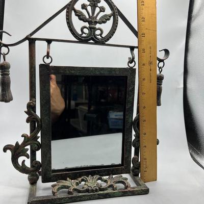 Retro Suspended Mirror Desktop Vanity French Victorian Style Metal Mirror