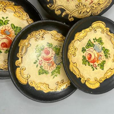 Vintage Made in Japan Intricate Hand Painted Rose Flower Design Finger Plate Dish Set with Box