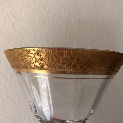 Cordial cocktail glasses in the optic flower scroll pattern plus one wine glass