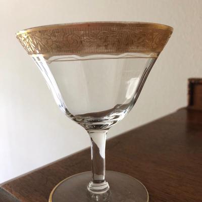 Cordial cocktail glasses in the optic flower scroll pattern plus one wine glass