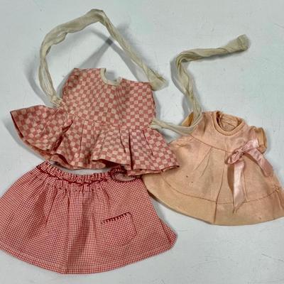 Vintage Doll Clothes - dress, skirt top - old & need washing