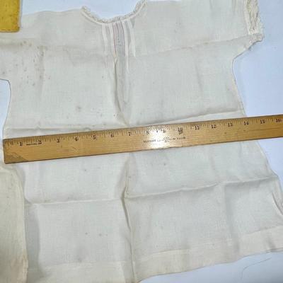 Lot of 2 Antique Linen Baby Girl Gown Dress Sleeveless Top