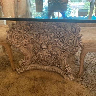 Custom Glass-Top Dining Table with 10 chairs