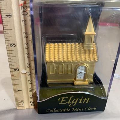 Elgin Collectable Mini Clock Church with Steeple