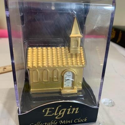Elgin Collectable Mini Clock Church with Steeple