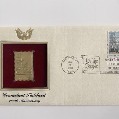 Connecticut Statehood: 200th Anniversary Gold Stamp Replica First Day Cover