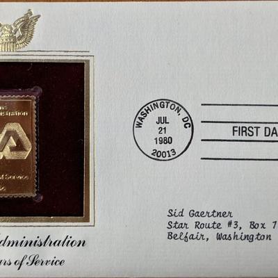 Veterans Administration Fifty Years of Service Gold Stamp Replica First Day Cover