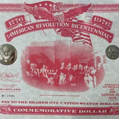 American Revolution Bicentennial Commemorative Dollar. Maryland
