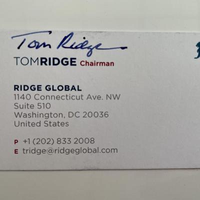 Former United States Secretary of Homeland Security Tom Ridge signed business card
