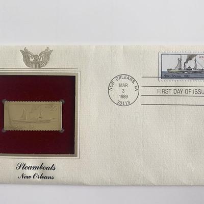 Steamboats New Orleans Gold Stamp Replica First Day Cover