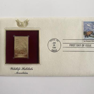 Wildlife Habitats Mountains Gold Stamp Replica First Day Cover
