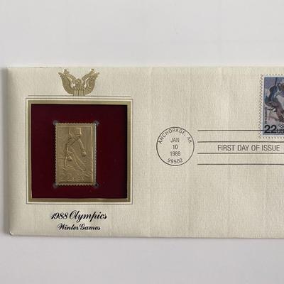 1988 Olympics: Winter Games Gold Stamp Replica First Day Cover