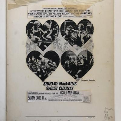Sweet Charity Original Advertising Paste Up for Movie Ad