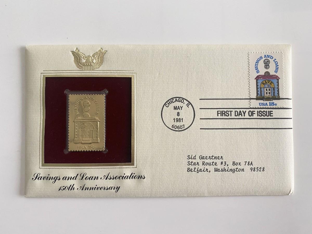 Savings and Loans Associations 150th Anniversary Gold Stamp Replica