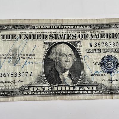 John F Kennedy/ Jacquline Kennedy signed dollar bill