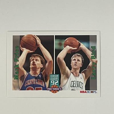 Cleveland Cavaliers Mark Price & Boston Celtics Larry Bird 1992 SkyBox League Leaders #322 trading card
